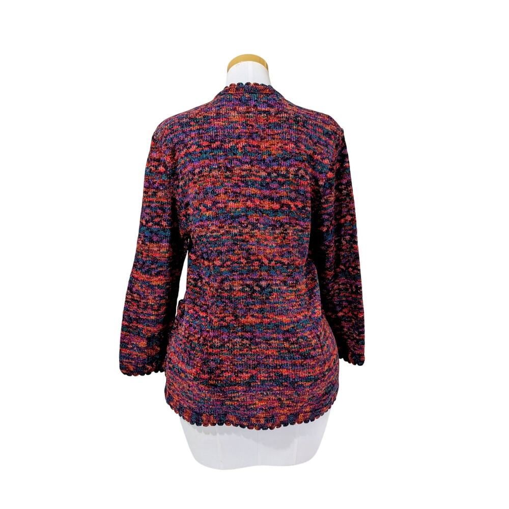 Vintage French Rags Textured Multicolor Knit Cardigan Made in USA Size 3 - Picture 3 of 8